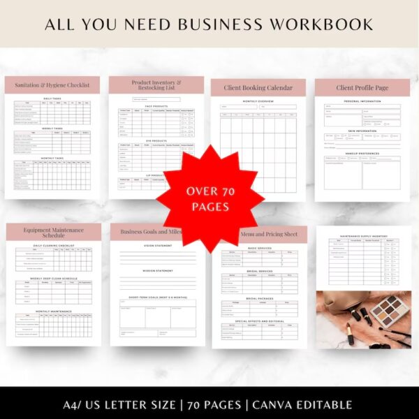 beautician Service Bundle Forms, Makeup Artist Planner, Make-Up Business Organizer, MUA Finance and Management Printable Planner, Editable - Image 2