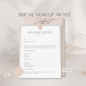 Bridal Makeup Artist Contract Template, Elegant Client Agreement, 5 Page Makeup Business Contract, Makeup Contract for Bride, Canva Template