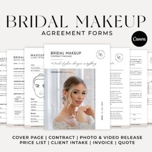 Bridal Makeup Artist Contract, Wedding Makeup Forms, Makeup Contract Agreement, Bridal Makeup Agreement, MUA Contract, Makeup Service Forms