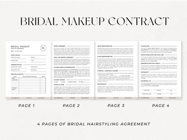 Bridal Makeup Artist Contract, Wedding Makeup Forms, Makeup Contract Agreement, Bridal Makeup Agreement, MUA Contract, Makeup Service Forms - Image 4