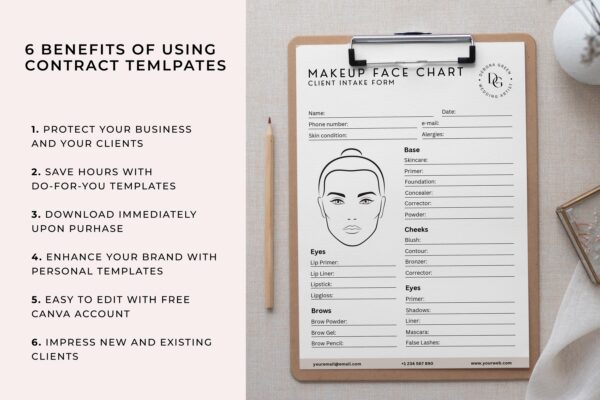 Bridal Makeup Artist Contract, Wedding Makeup Forms, Makeup Contract Agreement, Bridal Makeup Agreement, MUA Contract, Makeup Service Forms - Image 8