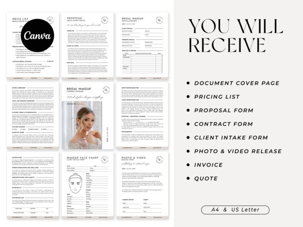 Bridal Makeup Artist Contract, Wedding Makeup Forms, Makeup Contract Agreement, Bridal Makeup Agreement, MUA Contract, Makeup Service Forms - Image 2