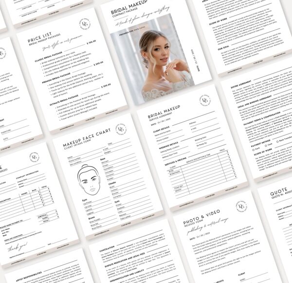 Bridal Makeup Artist Contract, Wedding Makeup Forms, Makeup Contract Agreement, Bridal Makeup Agreement, MUA Contract, Makeup Service Forms - Image 9